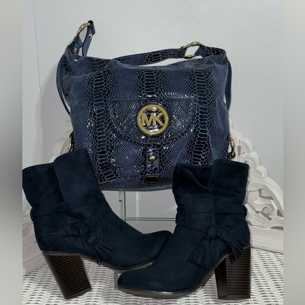 Dark Navy blue Parker and Skye faux suede booties ONLY (Bag IS NOT for sale)